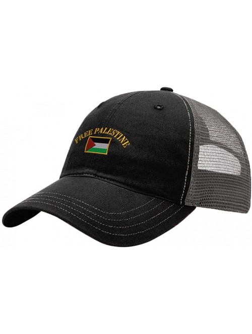 Baseball Caps Free Palestine Flag Embroidery Design Richardson Cotton Front and Mesh Back Cap Black/Charcoal - CA1879EA7M4 $2...