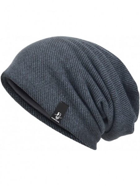 Skullies & Beanies Mens Slouchy Beanie Knit Skull Cap Long Baggy Hip-hop Winter Summer Hat B305 - Navy - CO12MXTPUOU $15.53