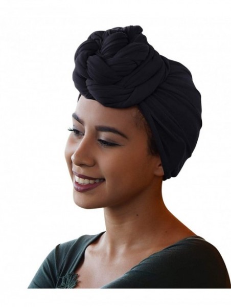 Headbands Colors Stretch African Headwrap - 2 Pcs Black and Chocolate Brown - CN18U3U98MH $32.14