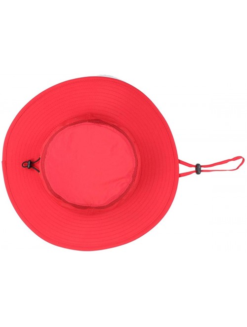 Sun Hats Men Summer Sun Hat UV Protection Wide Brim Mesh Bucket Hats for Outdoor Fishing Beach - Red - CV18QQX92MO $21.20