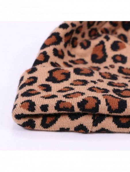 Skullies & Beanies Leopard Print Beanie Hat Scarf Set Winter Double Beanies Hats for Women Elasticity Warm Scarves Pompom Hat...