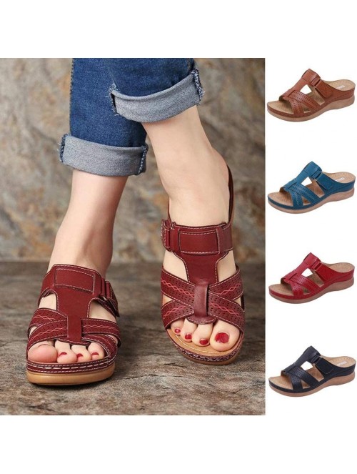 Cowboy Hats Women's Comfortable Memory Slide Wedge Sandal Open Toe - Low Platform Wedge - Slides - Summer Sandal - CE18UIM999...