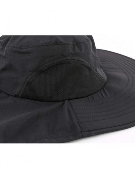 Sun Hats Outdoor UPF50+ Sun Hat Wide Brim Mesh Fishing Hat with Neck Flap - Black - CZ18OT3RIAH $15.49