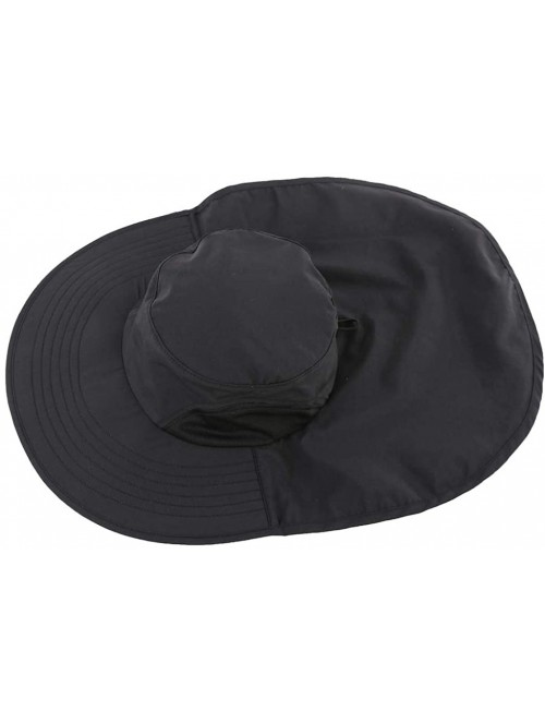 Sun Hats Outdoor UPF50+ Sun Hat Wide Brim Mesh Fishing Hat with Neck Flap - Black - CZ18OT3RIAH $15.49