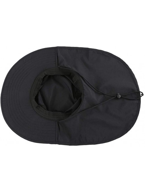 Sun Hats Outdoor UPF50+ Sun Hat Wide Brim Mesh Fishing Hat with Neck Flap - Black - CZ18OT3RIAH $15.49