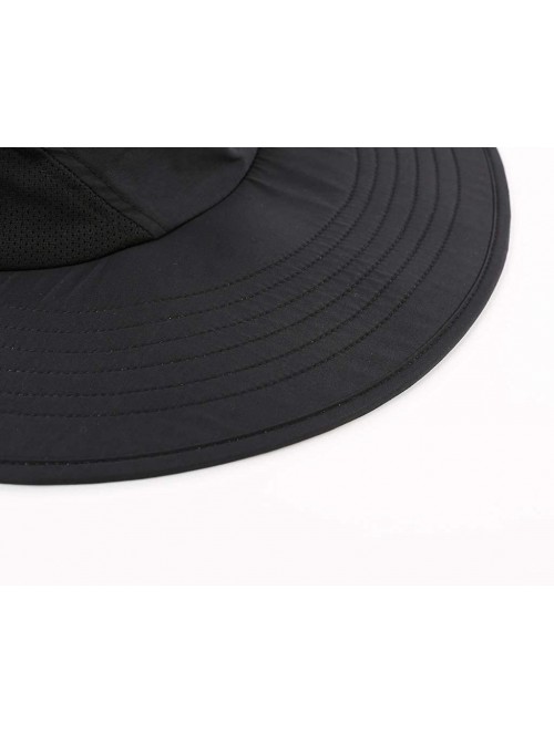 Sun Hats Outdoor UPF50+ Sun Hat Wide Brim Mesh Fishing Hat with Neck Flap - Black - CZ18OT3RIAH $15.49