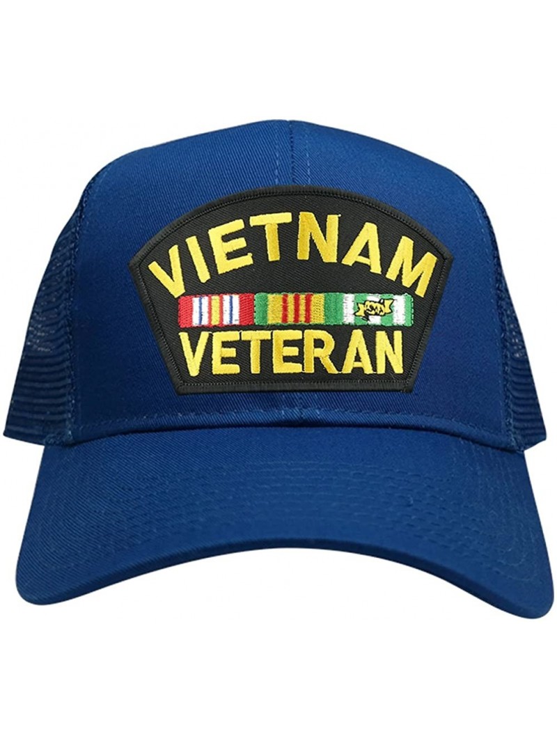 Baseball Caps Military Vietnam Veteran Large Embroidered Iron on Patch Adjustable Mesh Trucker Cap - Royal - CT12MZLBPSC $19.69