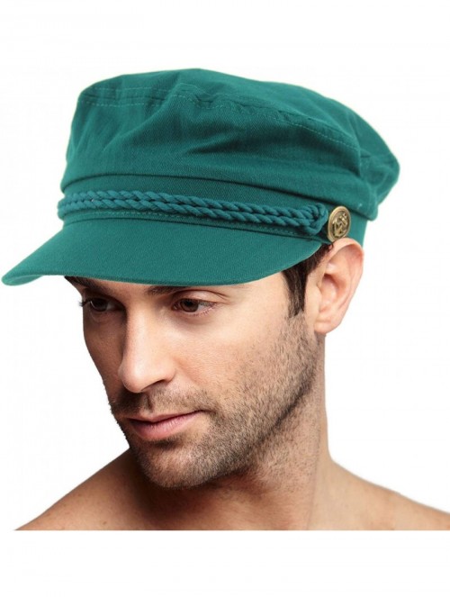 Newsboy Caps Men's Summer Cotton Greek Fisherman Sailor Fiddler Driver Hat Flat Cap - Teal - C618RHLSSD9 $15.54