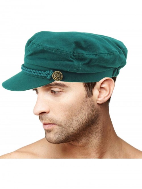 Newsboy Caps Men's Summer Cotton Greek Fisherman Sailor Fiddler Driver Hat Flat Cap - Teal - C618RHLSSD9 $15.54