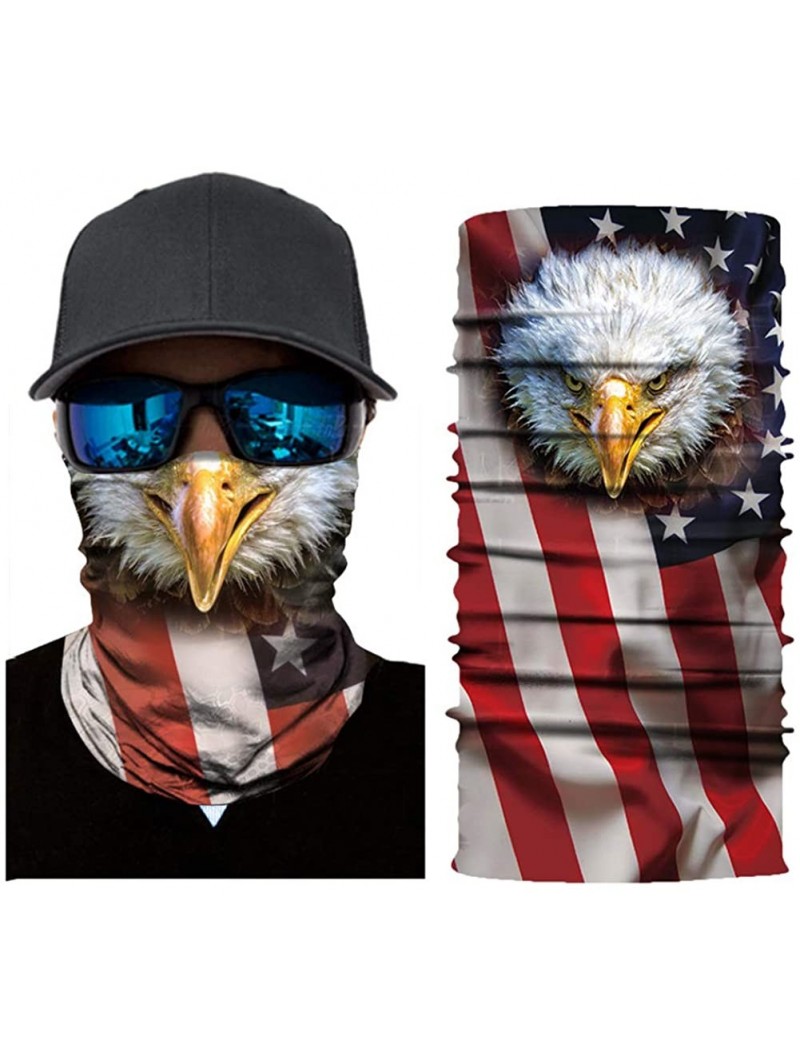 Balaclavas Cool Skull USA Flag Printed Seamless Face Mask Neck Gaiter Bandana Balaclava Headwear - Usa Flag Eagle - CW197W9S6...