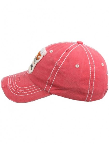 Baseball Caps Distressed Baseball Cap Farm Hair Don't Care Vintage Sun Dad Hat Cotton Visor - Red - CR18YTKDQXX $20.87