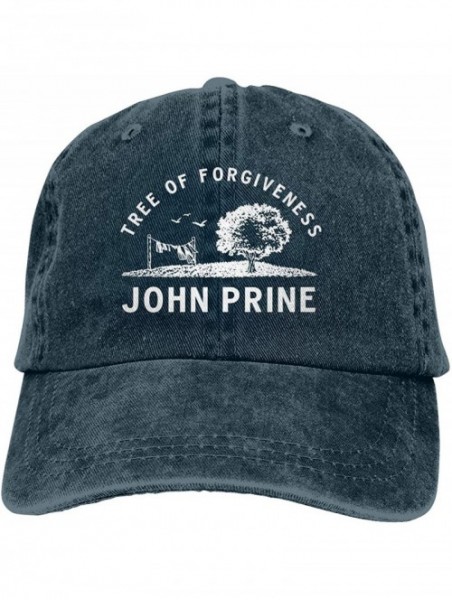 Baseball Caps John Prine Denim Cap Baseball Cap Vintage Washed Distressed Cotton Adjustable Hat for Men and Women Black - Nav...