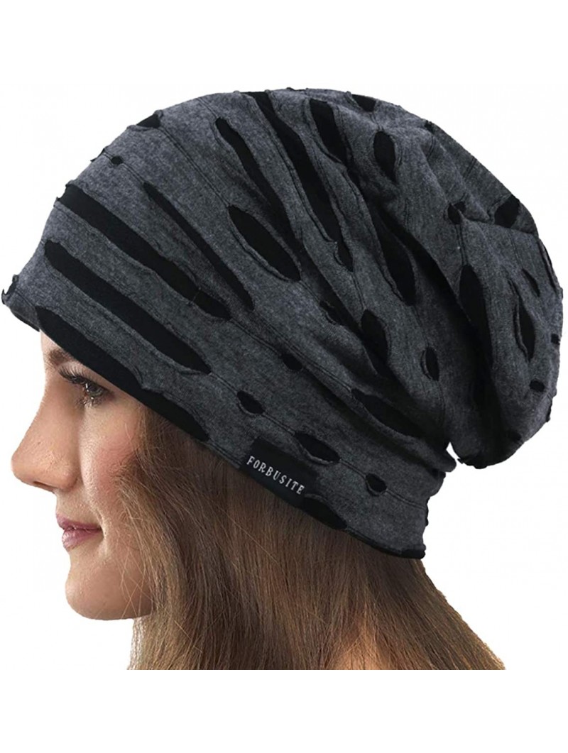 Skullies & Beanies Women's Slouchy Beanie Thin Summer Skull Cap Turban Soft Sleep Chemo Hat - H Grey - CM198DU7A2R $15.51