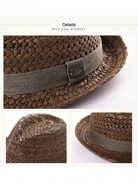 Fedoras Fedora Straw Fashion Sun Hat Packable Summer Panama Beach Hat Men Women 56-62CM - 00723_brown - CD18TO5COQH $30.44