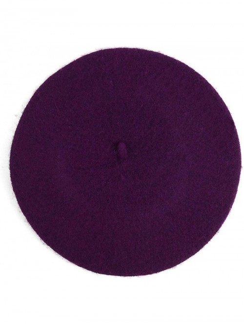 Berets Women's Ladies Solid Colored Classic French Wool Blend Beret Hat Cap - Dark Purple - C5187GEZ38T $16.31