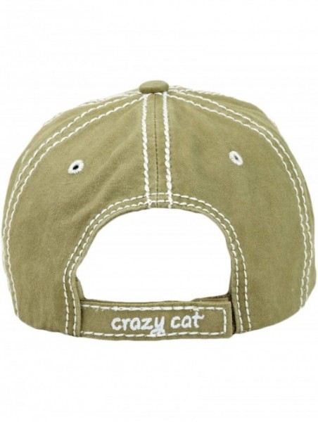 Baseball Caps Vintage Ball Caps for Women Mama Bear Dog Mom Washed Cap - Crazy Cat Mom- Khaki - CR18ZYGH8IS $12.18