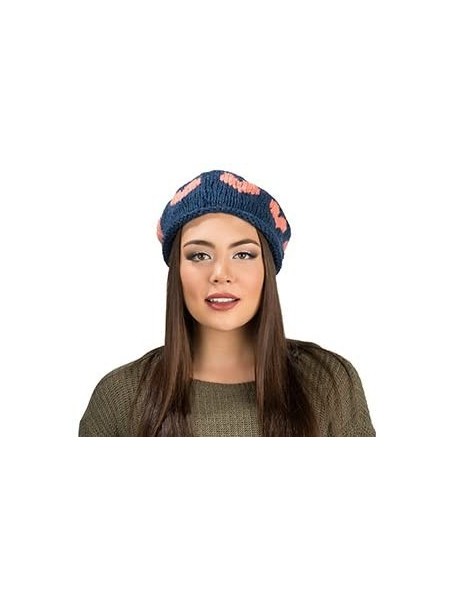 Berets Women Ladies French Classic Beret Chunky Knit Knitted Braided Beanie Cap - Blue - C312BPPYSL7 $15.79