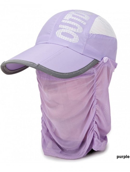 Sun Hats Sun Caps Outdoor Hat Solar Protection Sun Cap Foldable Removable Neck&Face Flap Cover - Purple - C718ESI0M7D $14.04