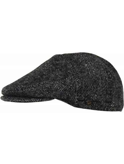 Newsboy Caps 100% Wool Herringbone Winter Ivy Cabbie Hat w/Fleece Earflaps - Driving Hat - Grey - CQ12NFDP4WJ $37.46