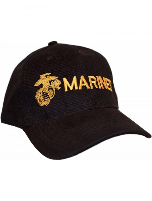 Skullies & Beanies USMC Marines Hat Black & Gold EGA Baseball Cap - C312N3C3UAD $18.70