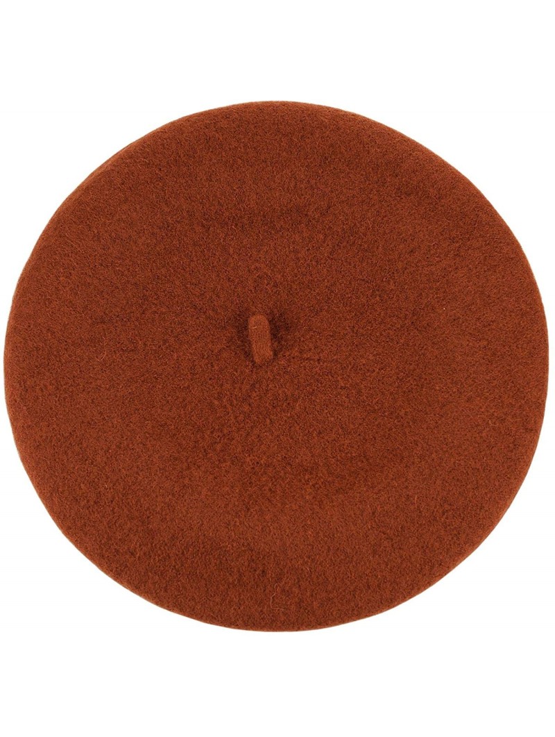 Berets French Style Lightweight Casual Classic Solid Color Wool Beret - Rust - C01852E4HDT $13.03