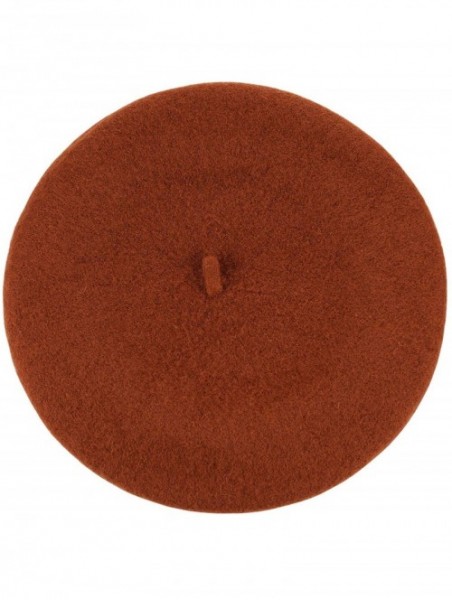 Berets French Style Lightweight Casual Classic Solid Color Wool Beret - Rust - C01852E4HDT $13.03