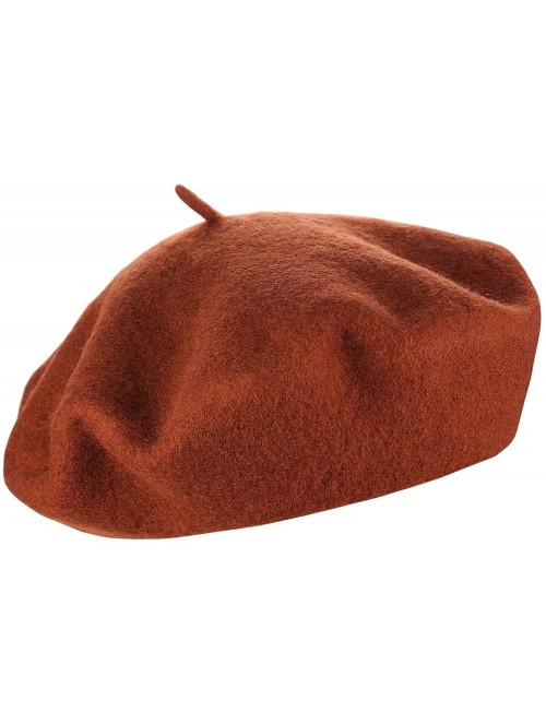 Berets French Style Lightweight Casual Classic Solid Color Wool Beret - Rust - C01852E4HDT $13.03