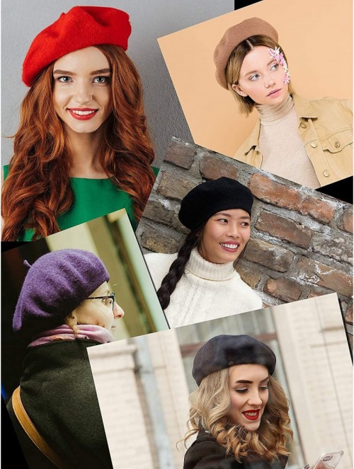 Berets French Style Lightweight Casual Classic Solid Color Wool Beret - Rust - C01852E4HDT $13.03