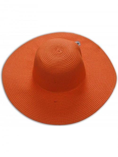 Sun Hats Women Colorful Derby Large Floppy Folderable Straw Beach Hat - Orange - CM11K53ZCYD $12.59