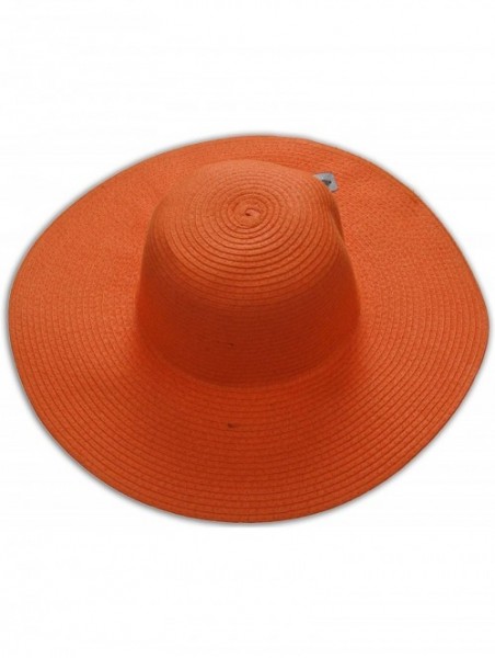 Sun Hats Women Colorful Derby Large Floppy Folderable Straw Beach Hat - Orange - CM11K53ZCYD $12.59