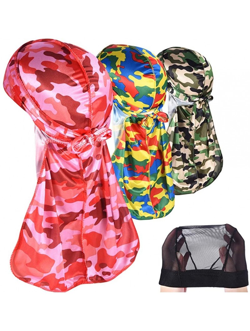 Skullies & Beanies 3PCS Silky Durags Pack for Men Waves- Satin Doo Rag- Award 1 Wave Cap - A-1style Y - C318TIT9RA9 $25.91