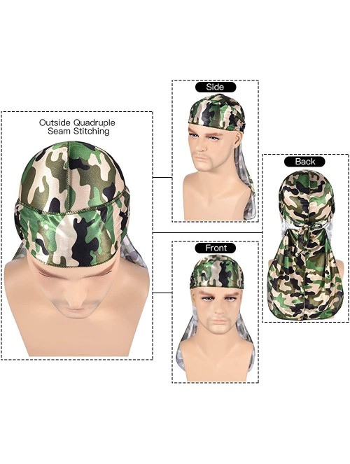 Skullies & Beanies 3PCS Silky Durags Pack for Men Waves- Satin Doo Rag- Award 1 Wave Cap - A-1style Y - C318TIT9RA9 $25.91