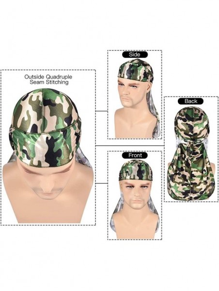 Skullies & Beanies 3PCS Silky Durags Pack for Men Waves- Satin Doo Rag- Award 1 Wave Cap - A-1style Y - C318TIT9RA9 $25.91