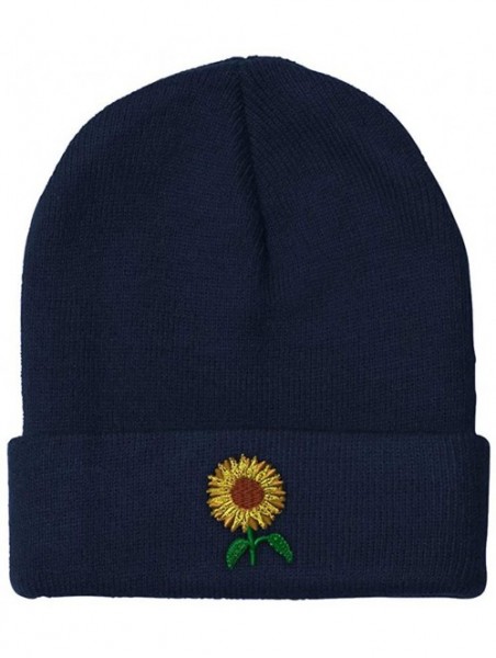 Skullies & Beanies Custom Beanie for Men & Women Sunflower A Embroidery Acrylic Skull Cap Hat - Navy - CC18ZRAANH9 $20.12