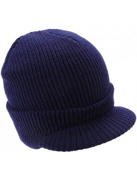 Skullies & Beanies Mens Knit Campus Radar Hat Knit Cap Visor Hats Billed Beanie Ski Caps with Brim - Navy - C018KEOE2SM $13.21