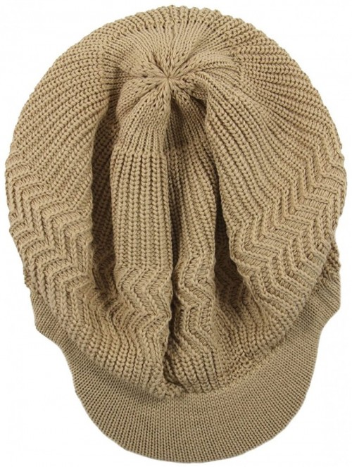 Skullies & Beanies Knitted Cotton Rasta Slouchy Beanie Visor - Khaki - CN12NT8G14K $22.74