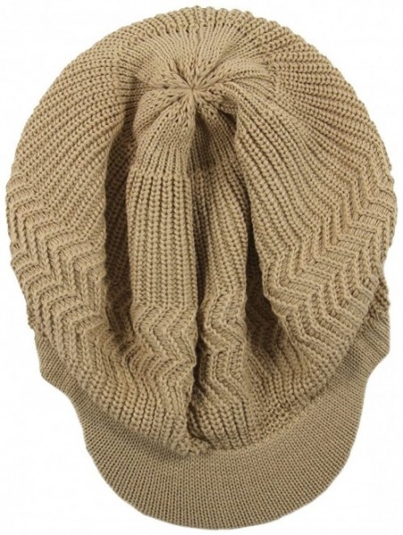 Skullies & Beanies Knitted Cotton Rasta Slouchy Beanie Visor - Khaki - CN12NT8G14K $22.74