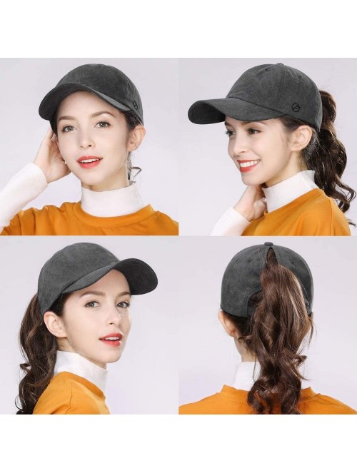 Baseball Caps Women Ponytail Baseball Bun Hat Cotton/Nylon/Mesh Quality Low Profile Adjustable - 00700_black Gray - CJ18R8TIQ...