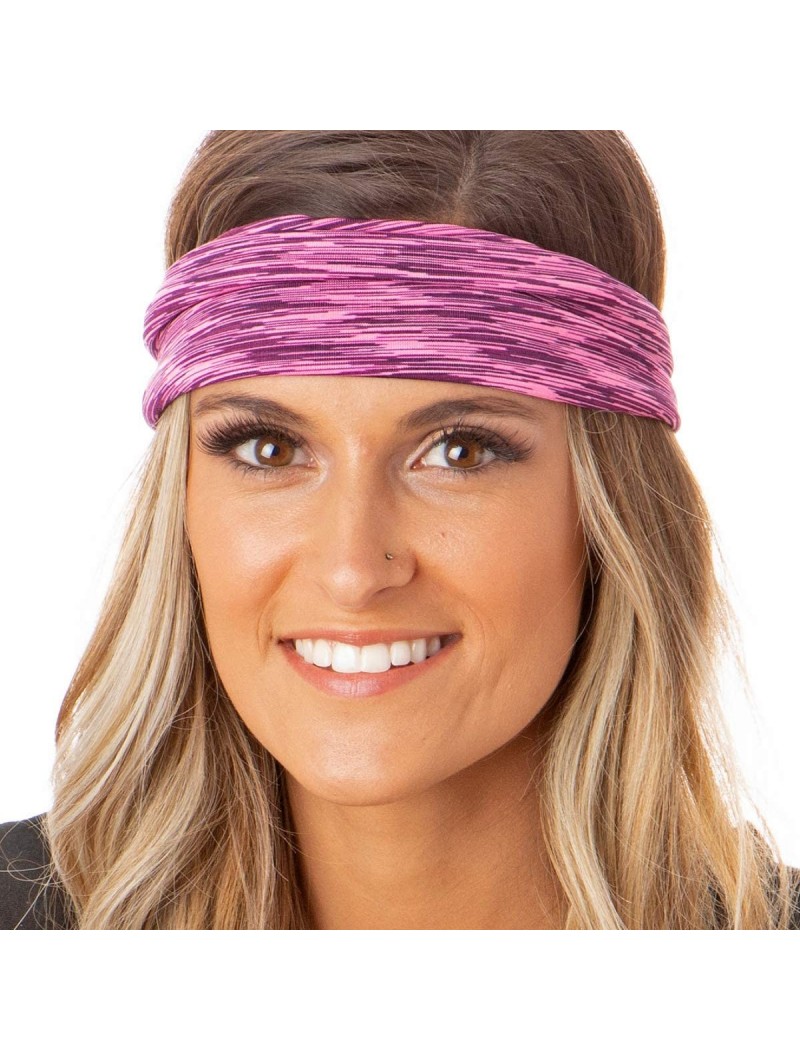 Headbands Adjustable & Stretchy Space Dye Xflex Wide Headbands for Women Girls & Teens - Space Dye Pink - CK12NT14EX6 $16.44