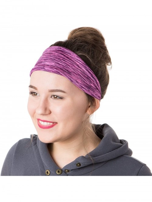 Headbands Adjustable & Stretchy Space Dye Xflex Wide Headbands for Women Girls & Teens - Space Dye Pink - CK12NT14EX6 $16.44