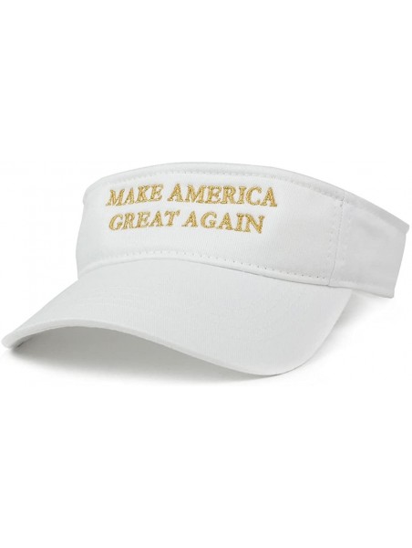 Visors Donald Trump Visor- Make America Great Again - Metallic Gold Embroidered Visor Cap - White - CC12O1RYDY6 $23.15