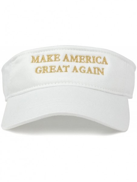 Visors Donald Trump Visor- Make America Great Again - Metallic Gold Embroidered Visor Cap - White - CC12O1RYDY6 $23.15