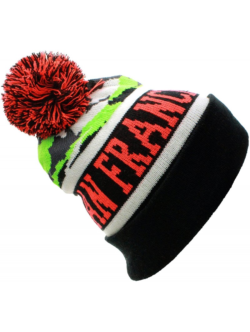 Skullies & Beanies San Francisco SF California Cuff Cable Knit Pom Pom Beanie Hat Cap Gorra - C411QVA04A9 $10.17