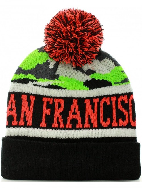 Skullies & Beanies San Francisco SF California Cuff Cable Knit Pom Pom Beanie Hat Cap Gorra - C411QVA04A9 $10.17