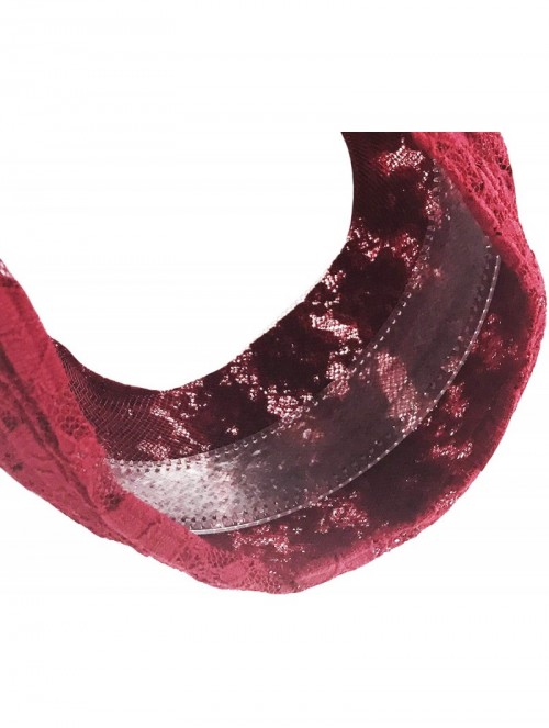 Headbands Gorgeous Wide Floral Lace Gathered Hard Headband - Wine - CT12L5WRL5F $17.60