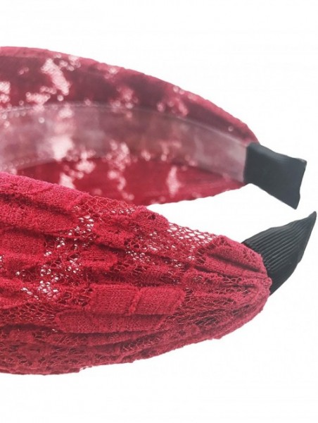 Headbands Gorgeous Wide Floral Lace Gathered Hard Headband - Wine - CT12L5WRL5F $17.60