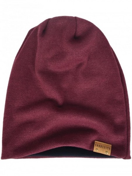 Skullies & Beanies Men Oversized Slouch Beanie Large Skullcap Knit Hat - Claret - CS18UKU6XHX $17.24