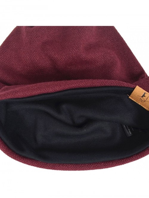 Skullies & Beanies Men Oversized Slouch Beanie Large Skullcap Knit Hat - Claret - CS18UKU6XHX $17.24