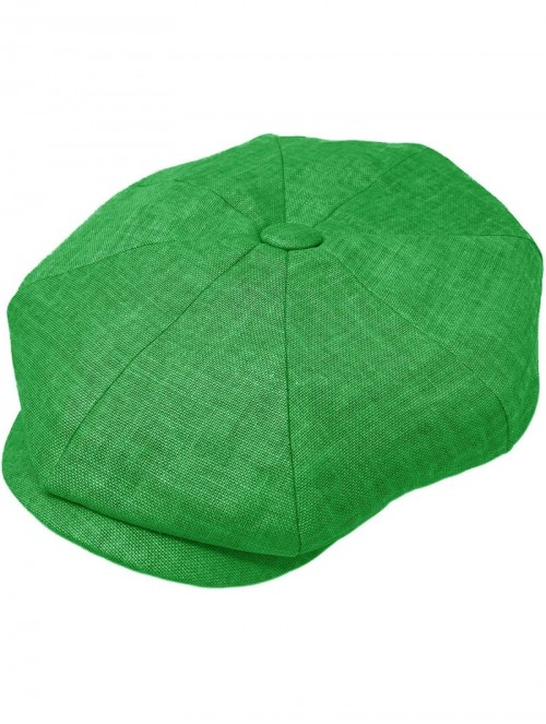Newsboy Caps Men's 100% Linen Snap Front Newsboy Drivers Cabbie Gatsby Apple Cap Hat - Solid Apple Green - C01962STOGR $26.77