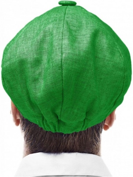 Newsboy Caps Men's 100% Linen Snap Front Newsboy Drivers Cabbie Gatsby Apple Cap Hat - Solid Apple Green - C01962STOGR $26.77